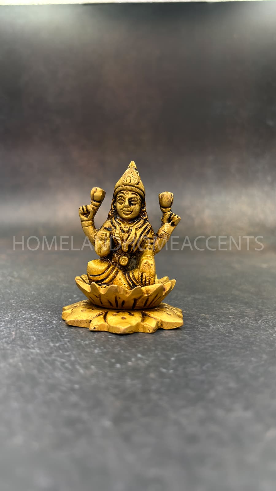 Brass Lakshmi Idol Sitting on Lotus