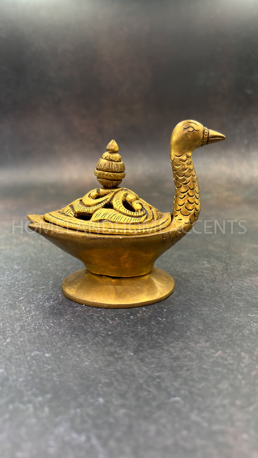 Annam sambrani stand with carved lid